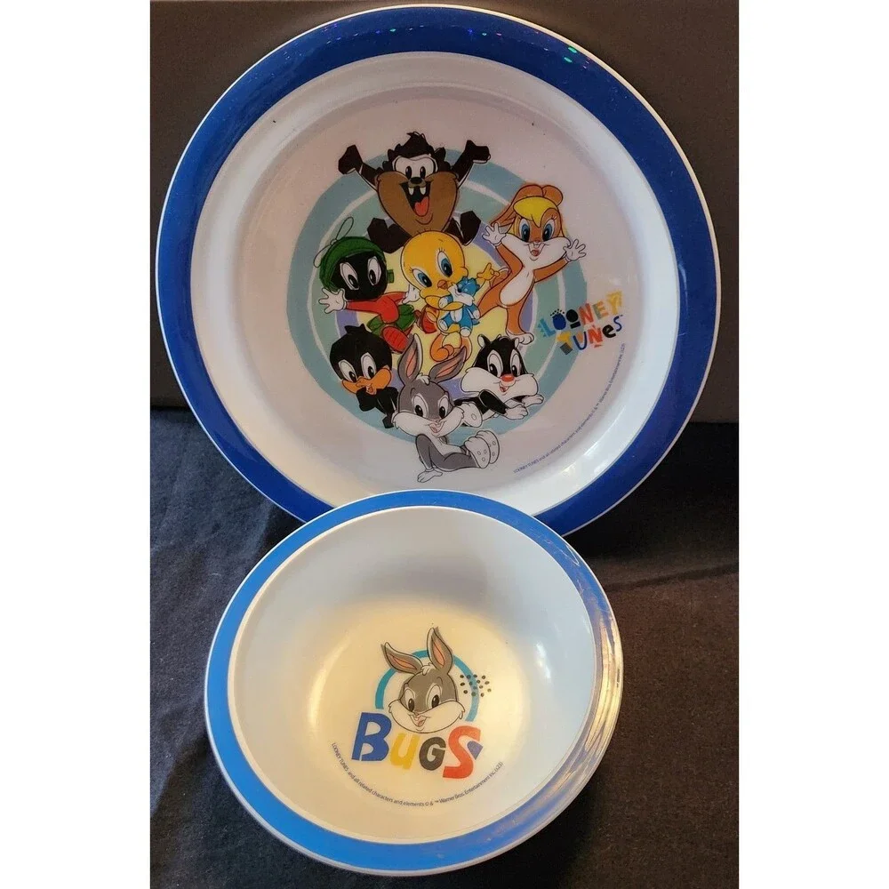 Baby Looney Tunes Dish And Bowl Bugs Bunny, Tasmanian Devil, Sylvester Cat